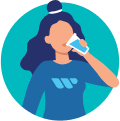 Athlete drinking water